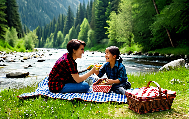 Picnic in Nature**
"A fully clothed family enjoying a picnic by a clear mountain stream. They are wearing modest, outdoor attire. The scene includes a checkered picnic blanket, a basket with food, and surrounding lush greenery. Focus on capturing the joyful atmosphere and the beauty of the natural environment. Perfect anatomy, correct proportions, natural pose, safe for work, appropriate content, professional, family-friendly."
**