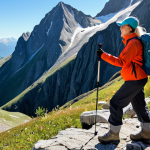 **

"A professional female hiker, fully clothed in modest hiking gear (waterproof jacket, hiking pants, sturdy boots), using trekking poles on a rocky mountain trail. Backpack visible. Sunny day, scenic mountain vista in the background. Perfect anatomy, natural pose, well-formed hands, proper finger count, safe for work, appropriate content, professional, modest, family-friendly."

**
