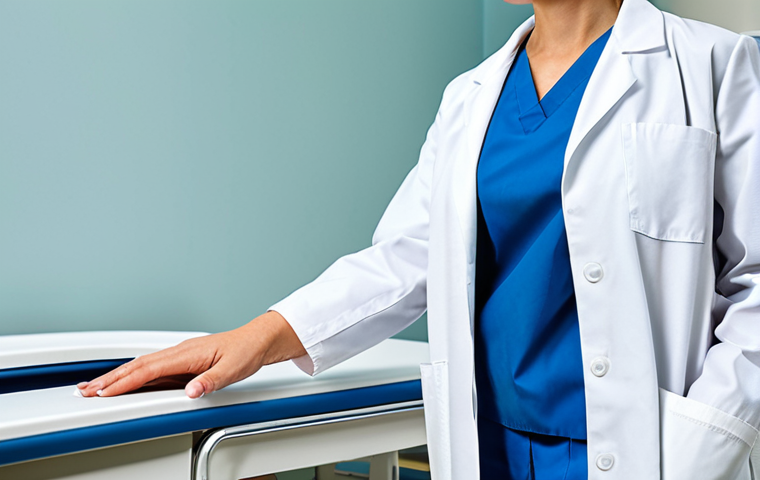 **
A professional female doctor in a clean, modern hospital examination room, fully clothed in a white lab coat and modest medical attire, safe for work, appropriate content, perfect anatomy, correct proportions, natural pose, friendly expression, well-formed hands, proper finger count, natural body proportions, professional.
**